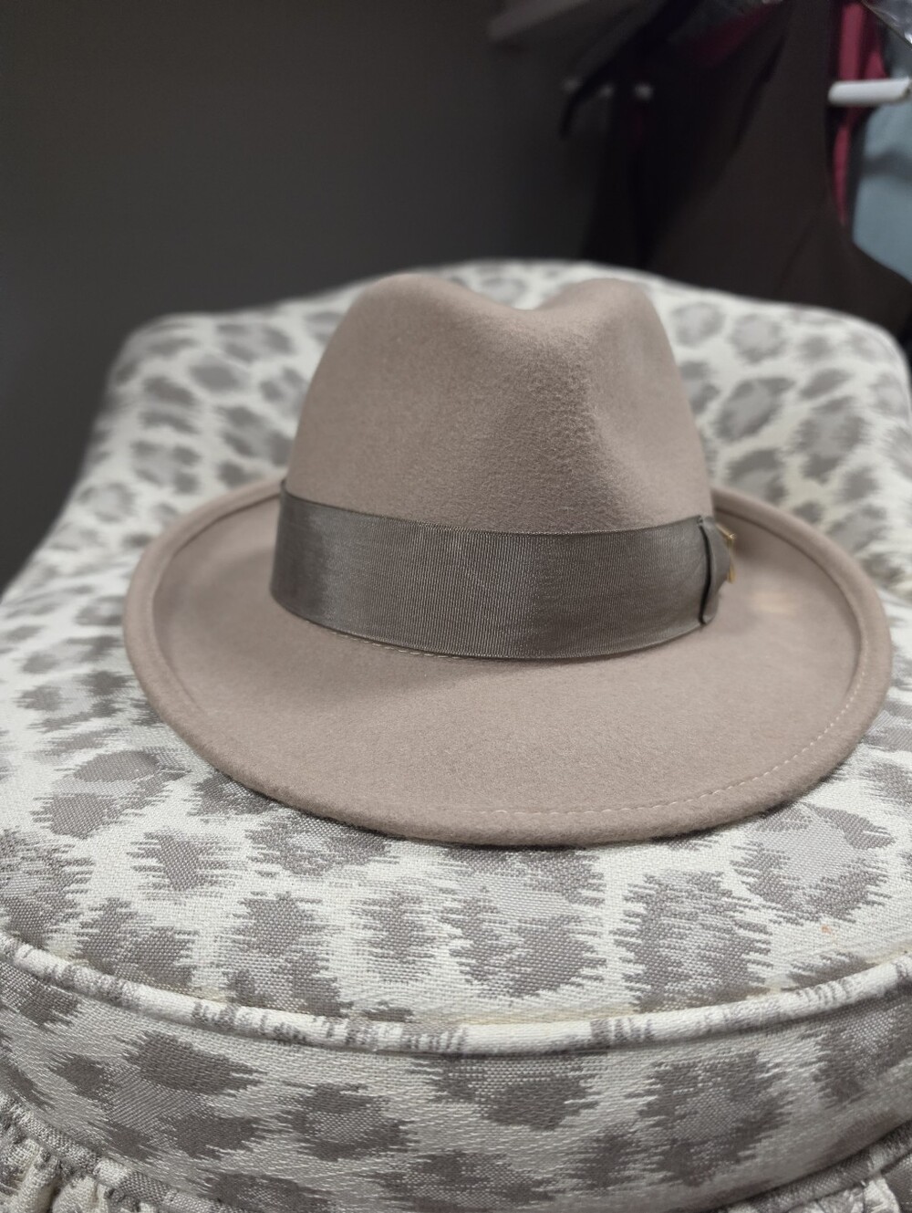 Tory Burch Blush Pink Felt Fedora with Grosgrain Band